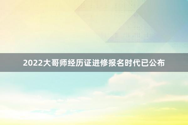2022大哥师经历证进修报名时代已公布